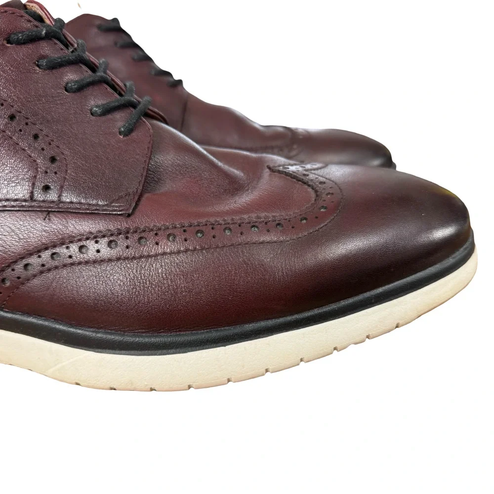 Florsheim Comfortech Leather Flair Wingtip Oxford Burgundy Dress Shoes sz 11 W